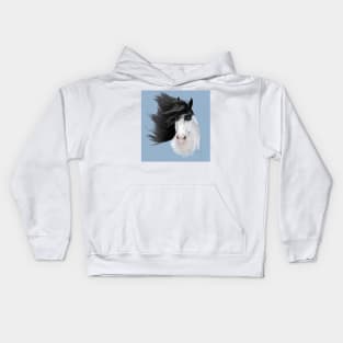 Black Pinto with Flying Mane Kids Hoodie